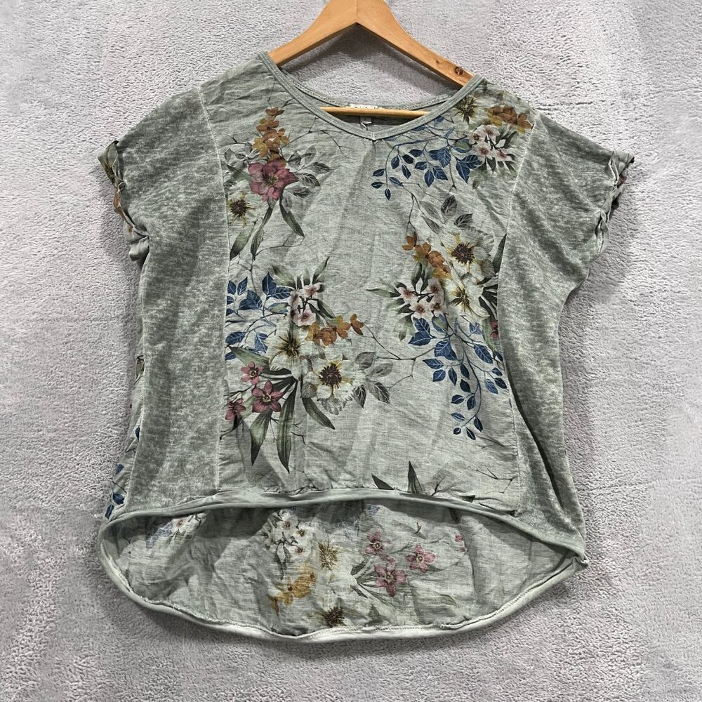 LiaBella Top Womens‎ XL100% Linen Floral Made in Italy Boho Hippie Coastal Beach